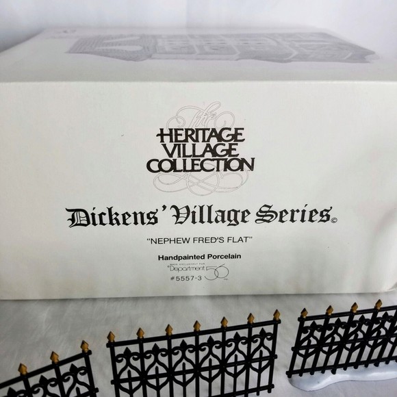 LOT Dept 56 Dickens Nephew Fred's Flat Fence Benches Post Box Chelsea Hat Monger - Picture 6 of 16
